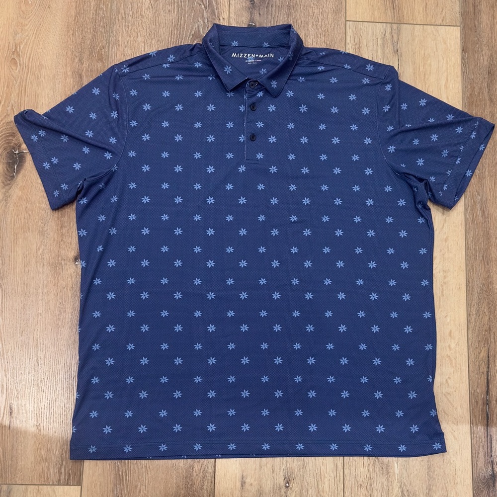 Mizzen + Main Men's Versa Golf Polo Shirt Set Sail Floral Dot Print XL Classic